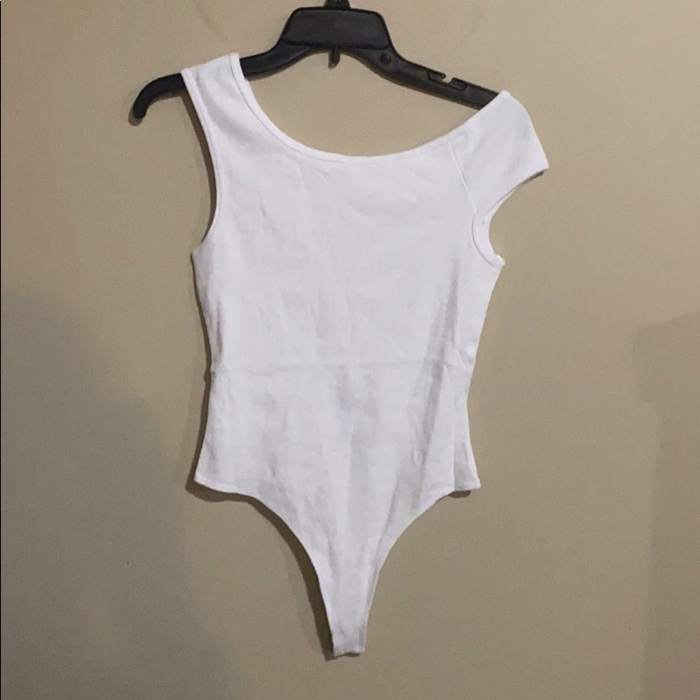 American Apparel White Asymmetrical Bodysuit S - Picture 3 of 6